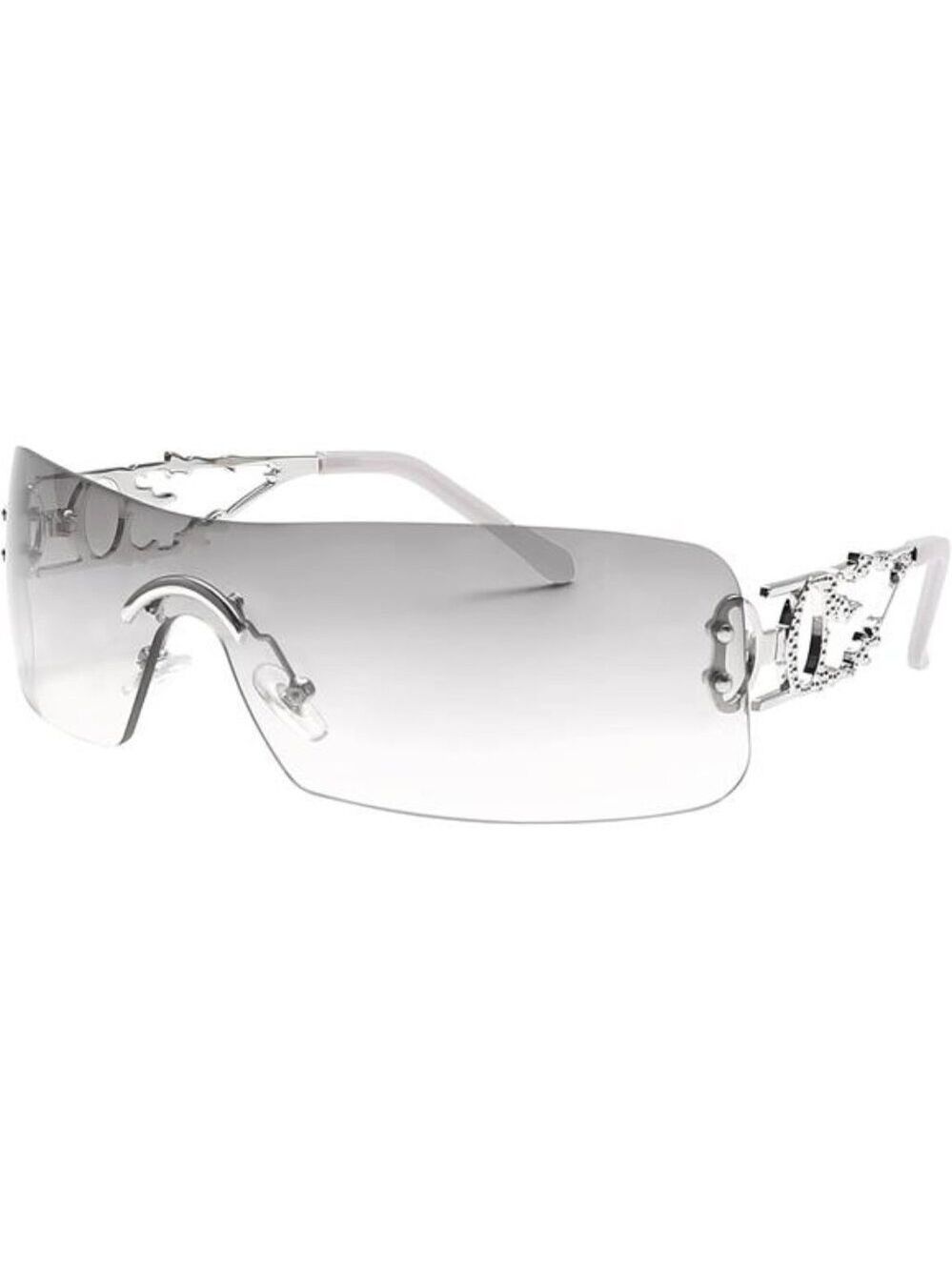 Y2K Rimless Sunglasses Flame Rectangle Vintage Retro Eyewear Unisex UV400 Fashio